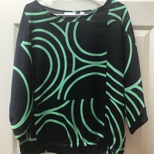 Navy and turquoise blouse